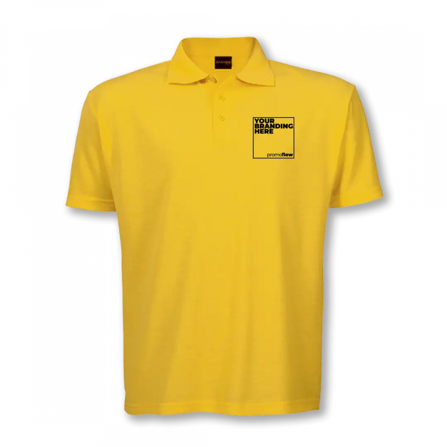 High-quality, custom branded golf shirts with embroidered company logos.