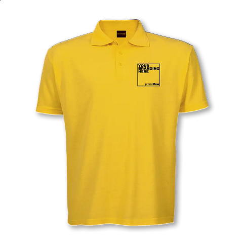 High-quality, custom branded golf shirts with embroidered company logos.