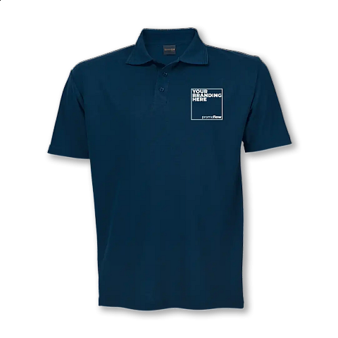 High-quality, custom branded golf shirts with embroidered company logos.