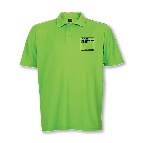 High-quality, custom branded golf shirts with embroidered company logos.