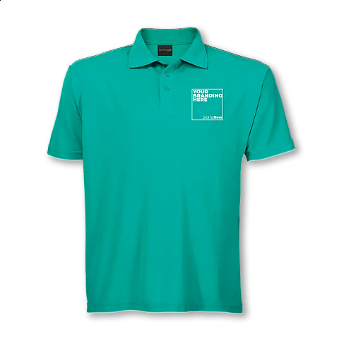 High-quality, custom branded golf shirts with embroidered company logos.