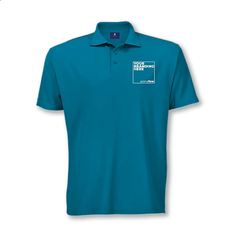 High-quality, custom branded golf shirts with embroidered company logos.