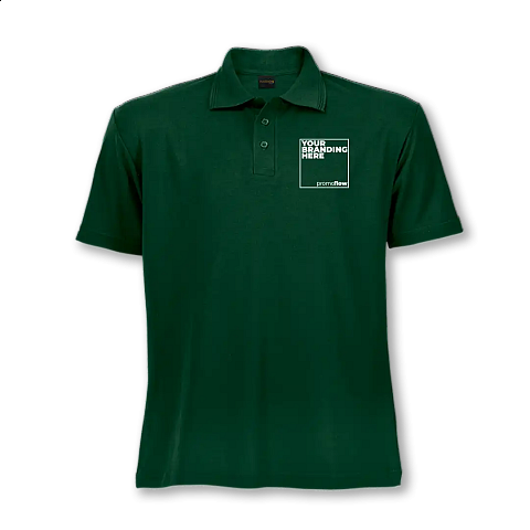 High-quality, custom branded golf shirts with embroidered company logos.