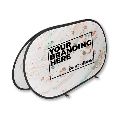 Double-sided pop up banner with custom branding for outdoor promotions