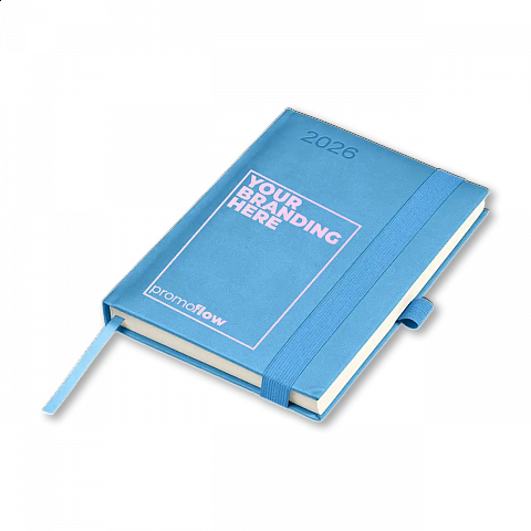2026 A5 promotional diary with soft-touch Thermo PU cover, FSC pages, ribbon marker, pen loop and elastic band – ideal b
